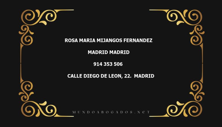 abogado Rosa Maria Mijangos Fernandez en la localidad de Madrid