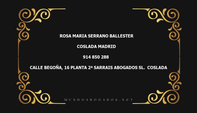 abogado Rosa Maria Serrano Ballester en la localidad de Coslada