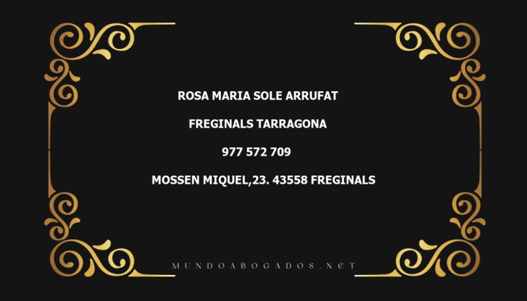 abogado Rosa Maria Sole Arrufat en la localidad de Freginals