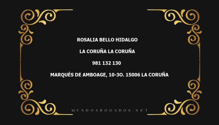 abogado Rosalia Bello Hidalgo en la localidad de La Coruña