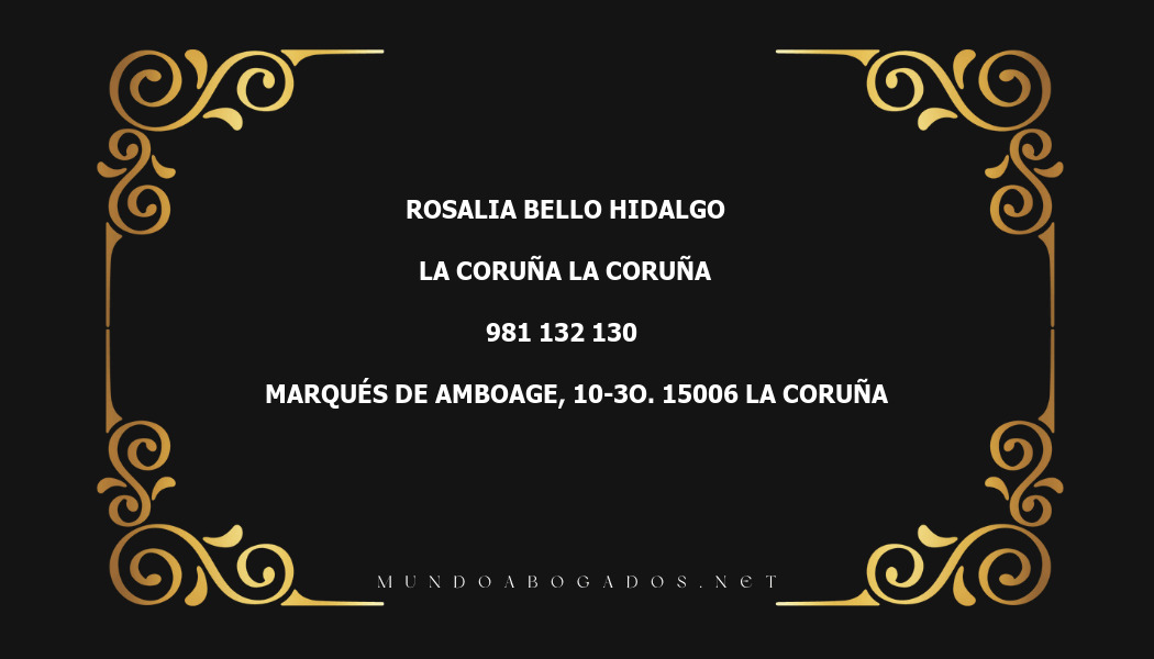 abogado Rosalia Bello Hidalgo en la localidad de La Coruña