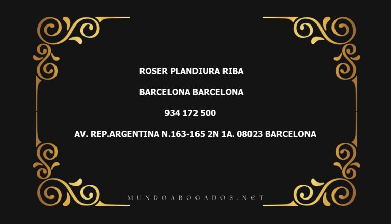 abogado Roser Plandiura Riba en la localidad de Barcelona