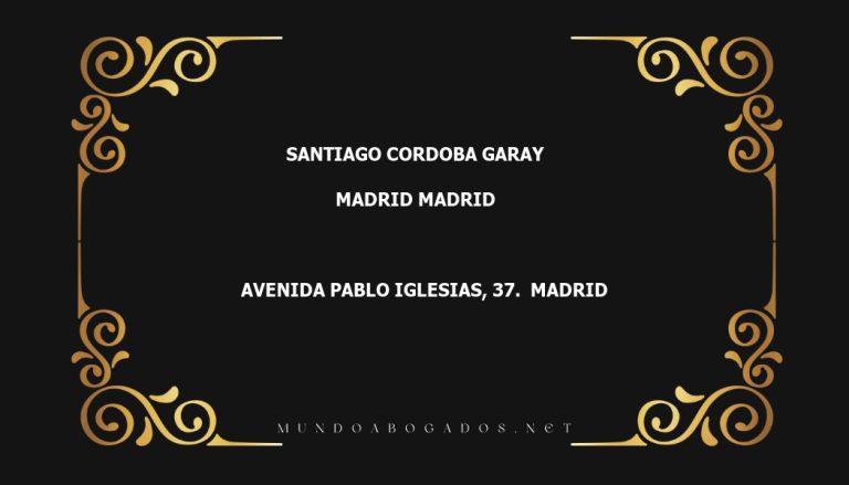 abogado Santiago Cordoba Garay en la localidad de Madrid