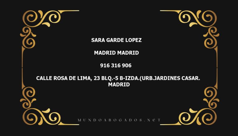 abogado Sara Garde Lopez en la localidad de Madrid