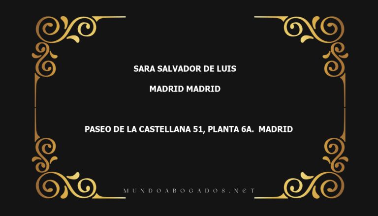 abogado Sara Salvador De Luis en la localidad de Madrid