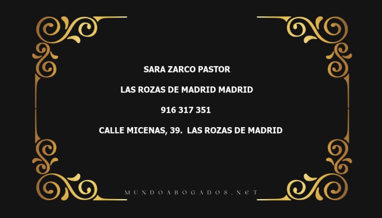 abogado Sara Zarco Pastor en la localidad de Las Rozas de Madrid