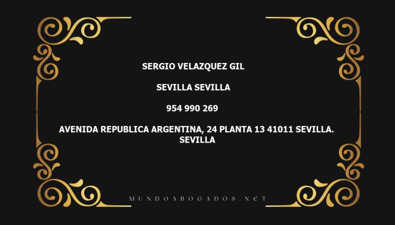 abogado Sergio Velazquez Gil en la localidad de Sevilla