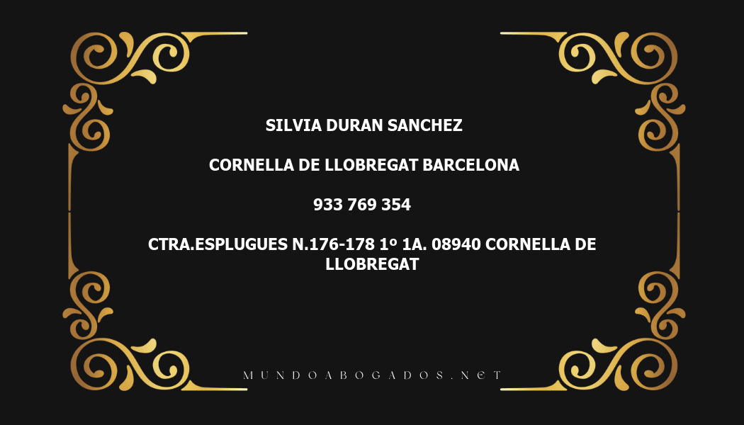 abogado Silvia Duran Sanchez en la localidad de Cornella de Llobregat