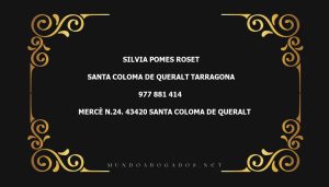 abogado Silvia Pomes Roset en la localidad de Santa Coloma de Queralt