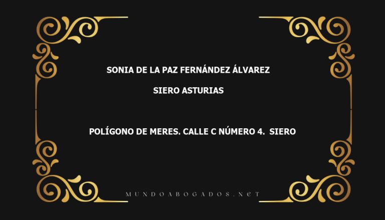 abogado Sonia De La Paz Fernández Álvarez en la localidad de Siero