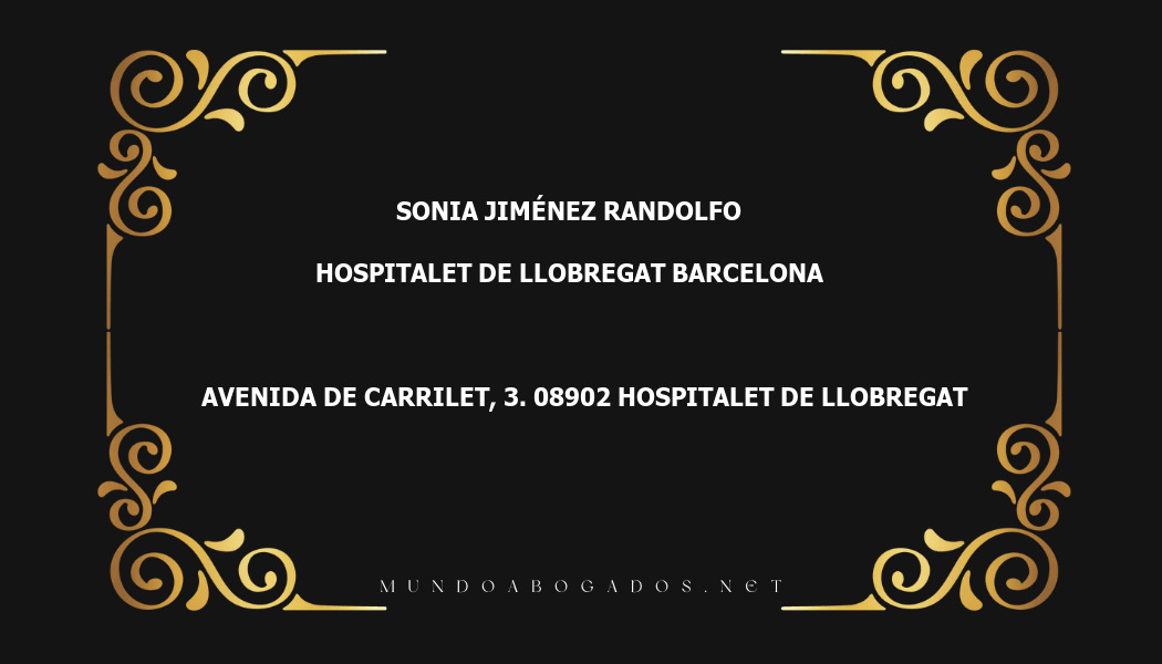 abogado Sonia Jiménez Randolfo en la localidad de Hospitalet de Llobregat