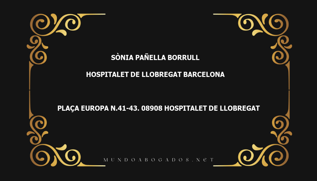 abogado Sònia Pañella Borrull en la localidad de Hospitalet de Llobregat