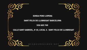 abogado Sonia Pino Lopera en la localidad de Sant Feliu de Llobregat