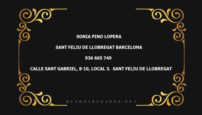 abogado Sonia Pino Lopera en la localidad de Sant Feliu de Llobregat