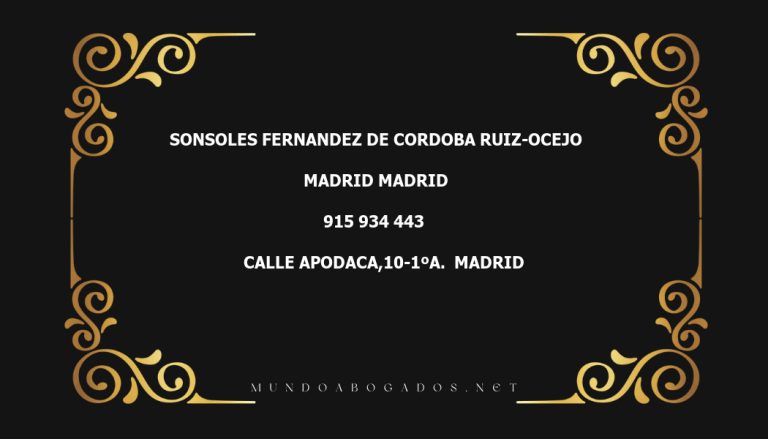 abogado Sonsoles Fernandez De Cordoba Ruiz-Ocejo en la localidad de Madrid