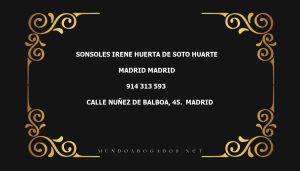 abogado Sonsoles Irene Huerta De Soto Huarte en la localidad de Madrid