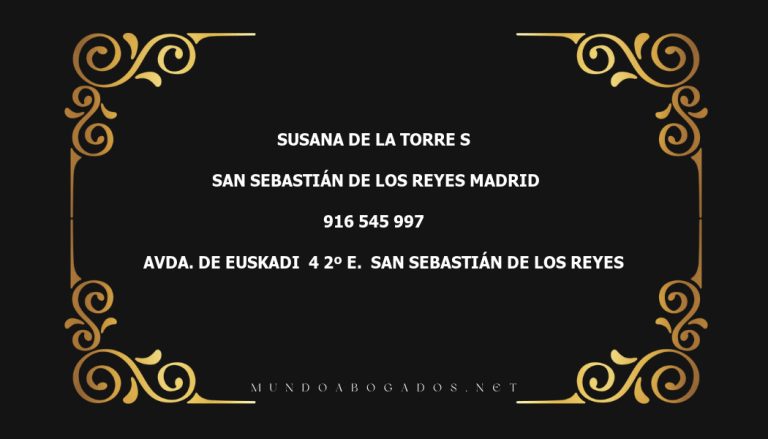 abogado Susana De La Torre S en la localidad de San Sebastián de los Reyes