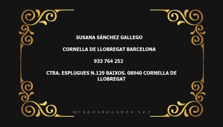 abogado Susana Sánchez Gallego en la localidad de Cornella de Llobregat