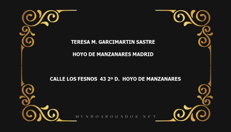 abogado Teresa M. Garcimartin Sastre en la localidad de Hoyo de Manzanares