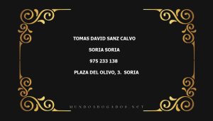 abogado Tomas David Sanz Calvo en la localidad de Soria