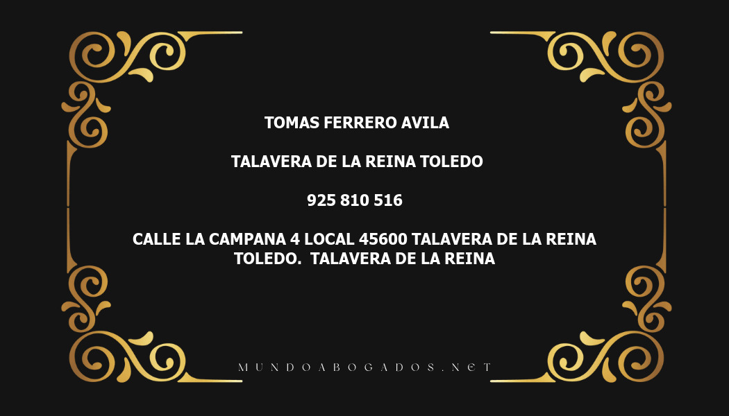 abogado Tomas Ferrero Avila en la localidad de Talavera de la Reina