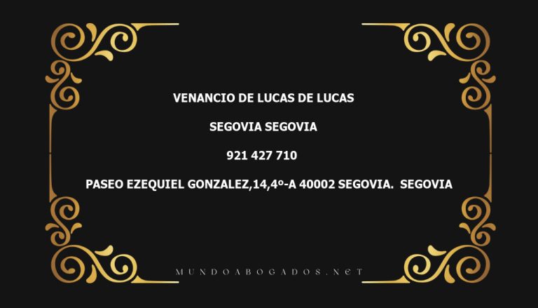 abogado Venancio De Lucas De Lucas en la localidad de Segovia