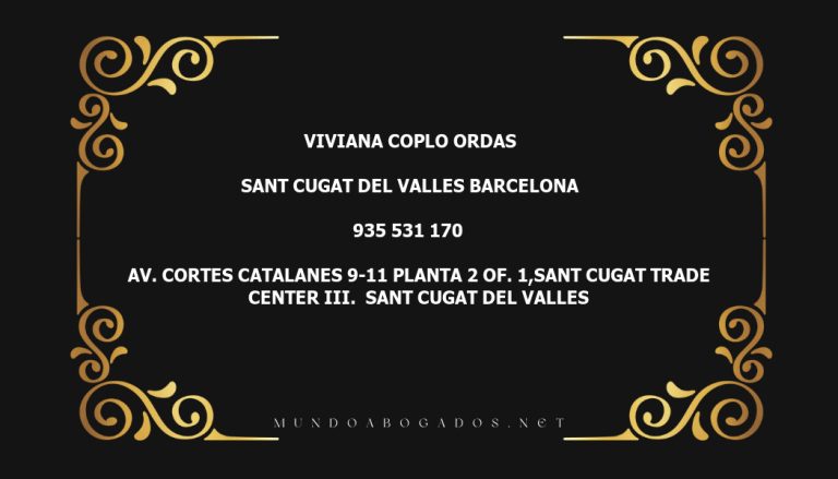 abogado Viviana Coplo Ordas en la localidad de Sant Cugat del Valles