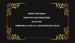 abogado Xavier Tous Canals en la localidad de Parets del Valles