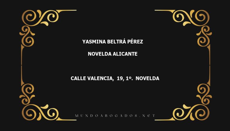 abogado Yasmina Beltrá Pérez en la localidad de Novelda