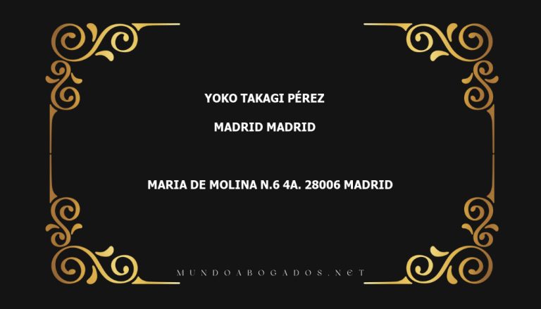 abogado Yoko Takagi Pérez en la localidad de Madrid