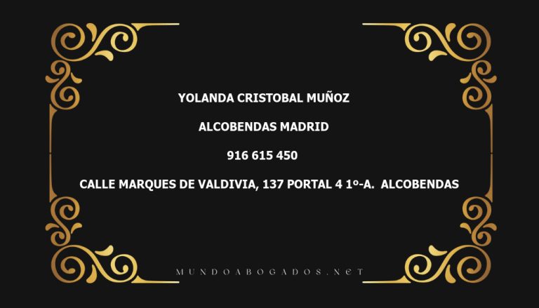 abogado Yolanda Cristobal Muñoz en la localidad de Alcobendas