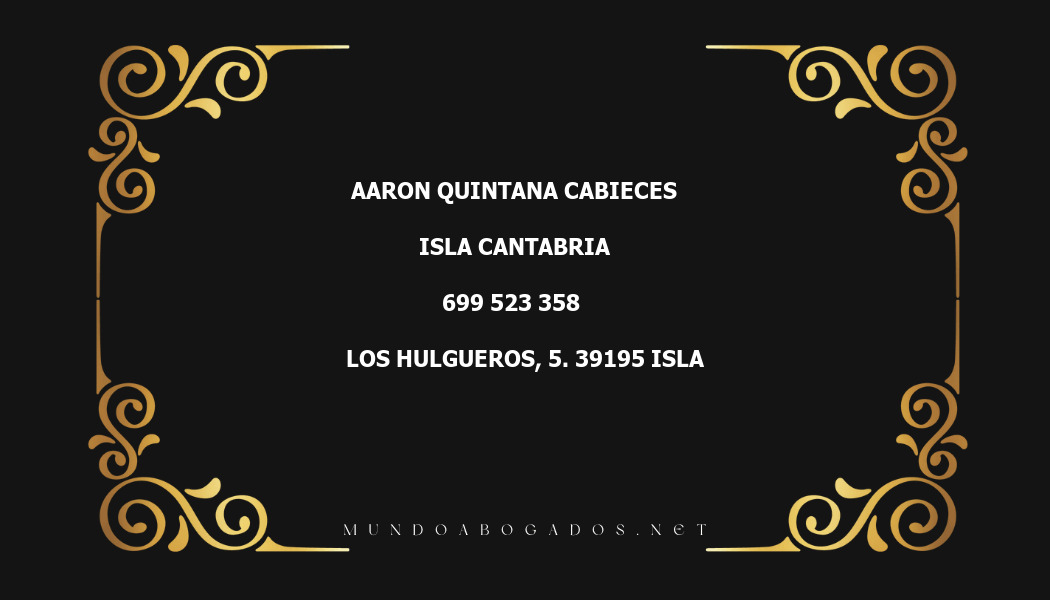 abogado Aaron Quintana Cabieces en la localidad de Isla