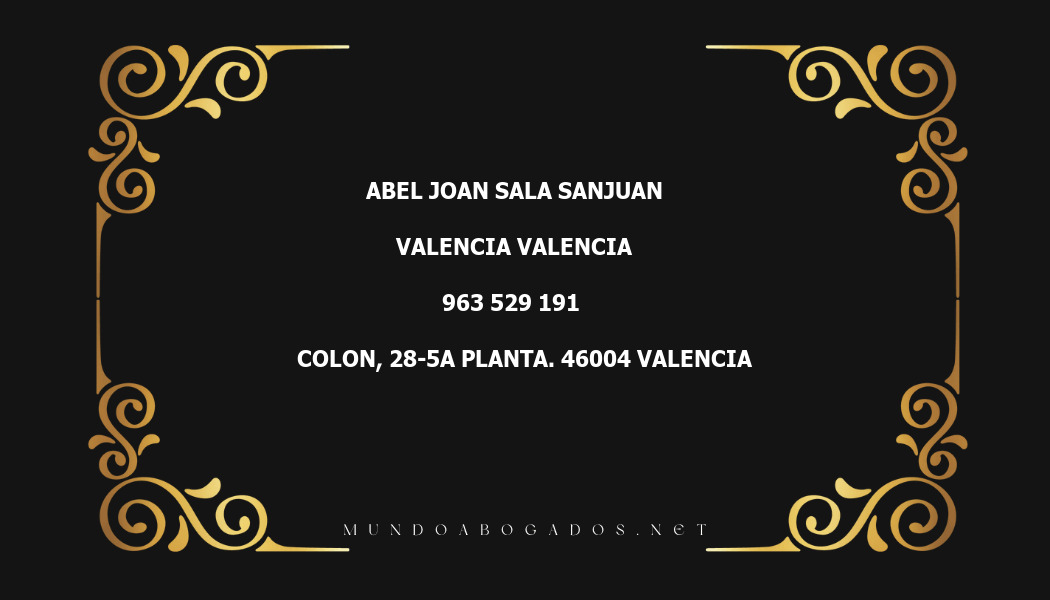 abogado Abel Joan Sala Sanjuan en la localidad de Valencia