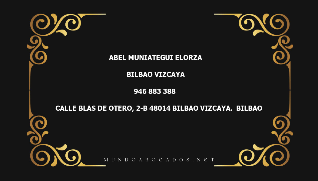 abogado Abel Muniategui Elorza en la localidad de Bilbao