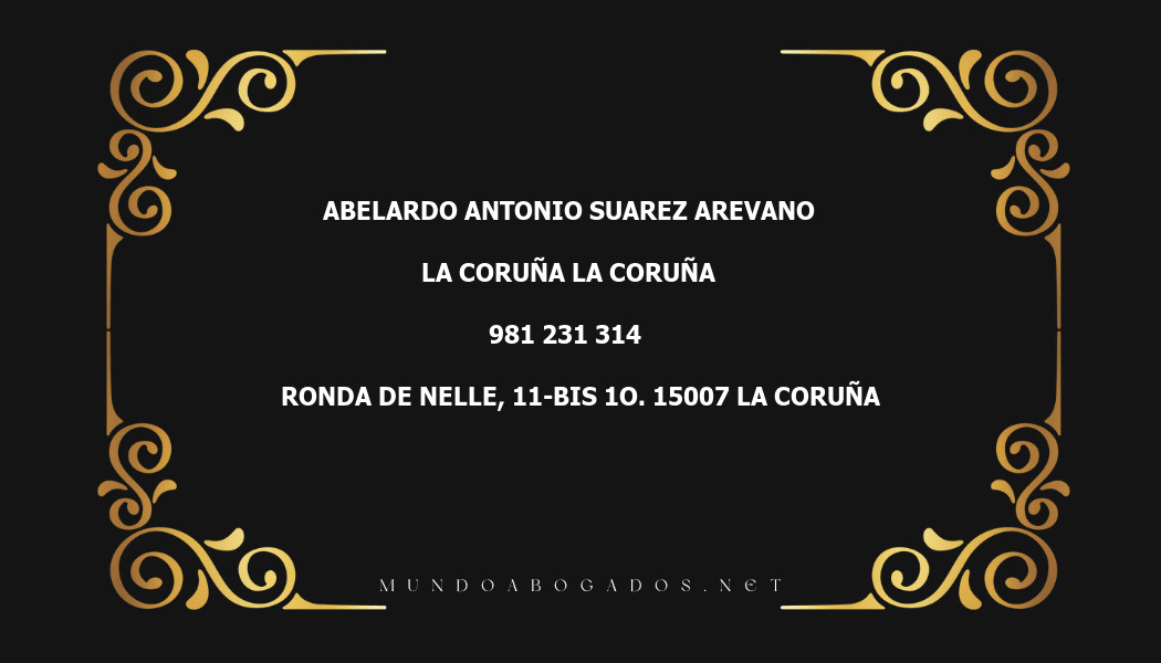 abogado Abelardo Antonio Suarez Arevano en la localidad de La Coruña