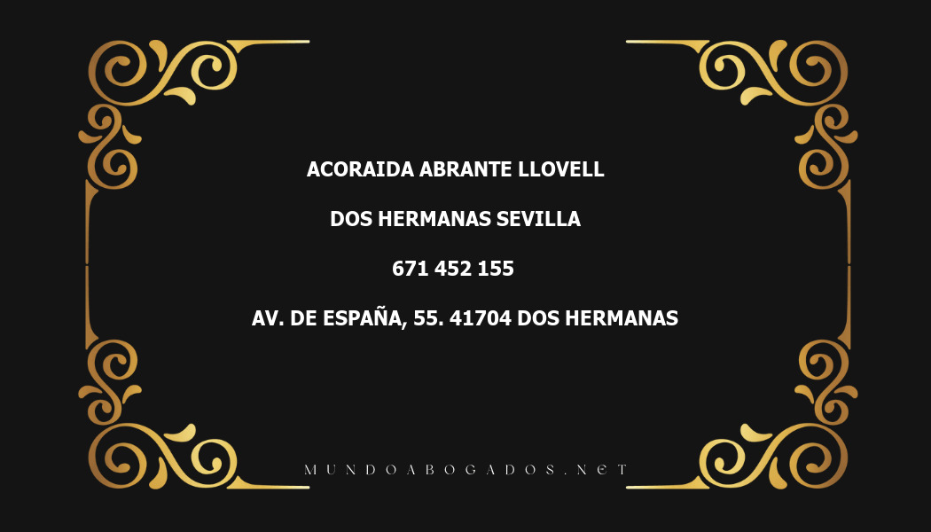 abogado Acoraida Abrante Llovell en la localidad de Dos Hermanas