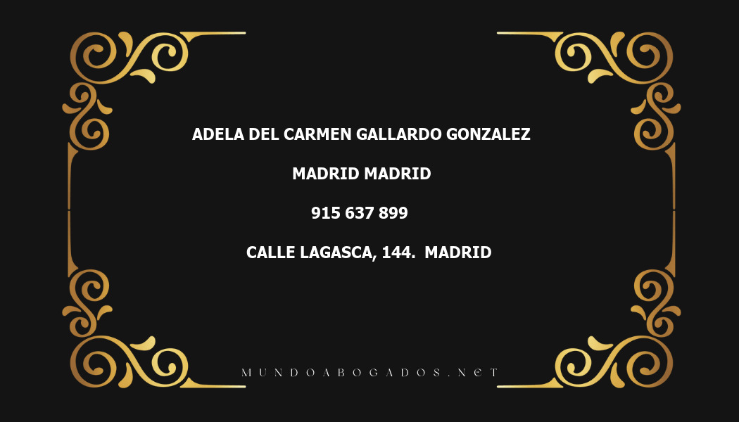 abogado Adela Del Carmen Gallardo Gonzalez en la localidad de Madrid