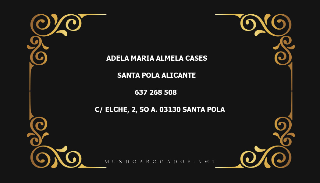 abogado Adela Maria Almela Cases en la localidad de Santa Pola