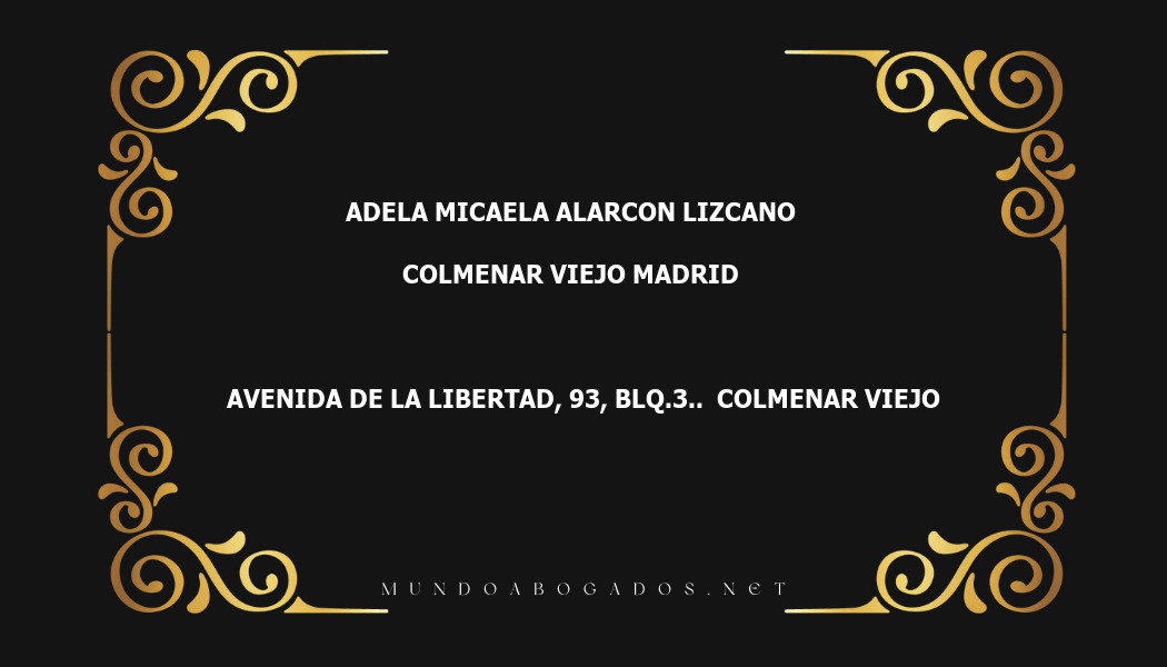 abogado Adela Micaela Alarcon Lizcano en la localidad de Colmenar Viejo