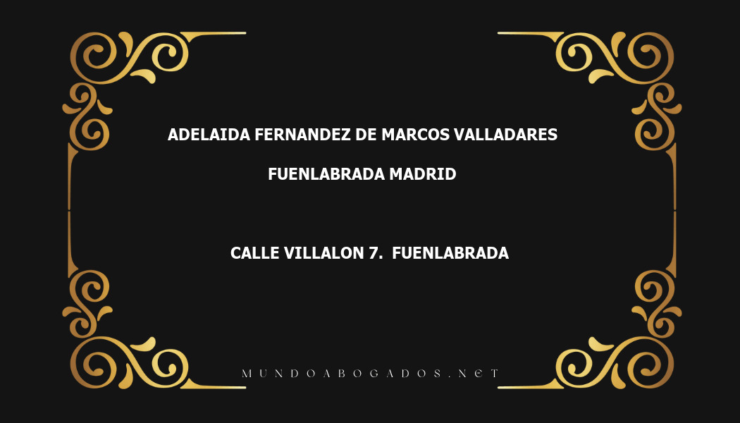 abogado Adelaida Fernandez De Marcos Valladares en la localidad de Fuenlabrada