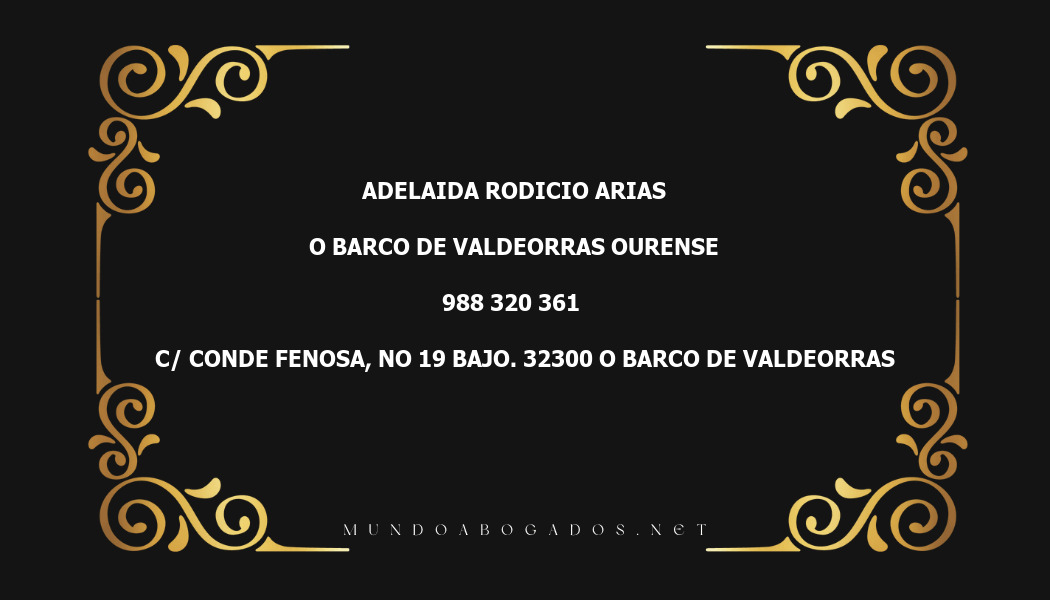 abogado Adelaida Rodicio Arias en la localidad de O Barco de Valdeorras