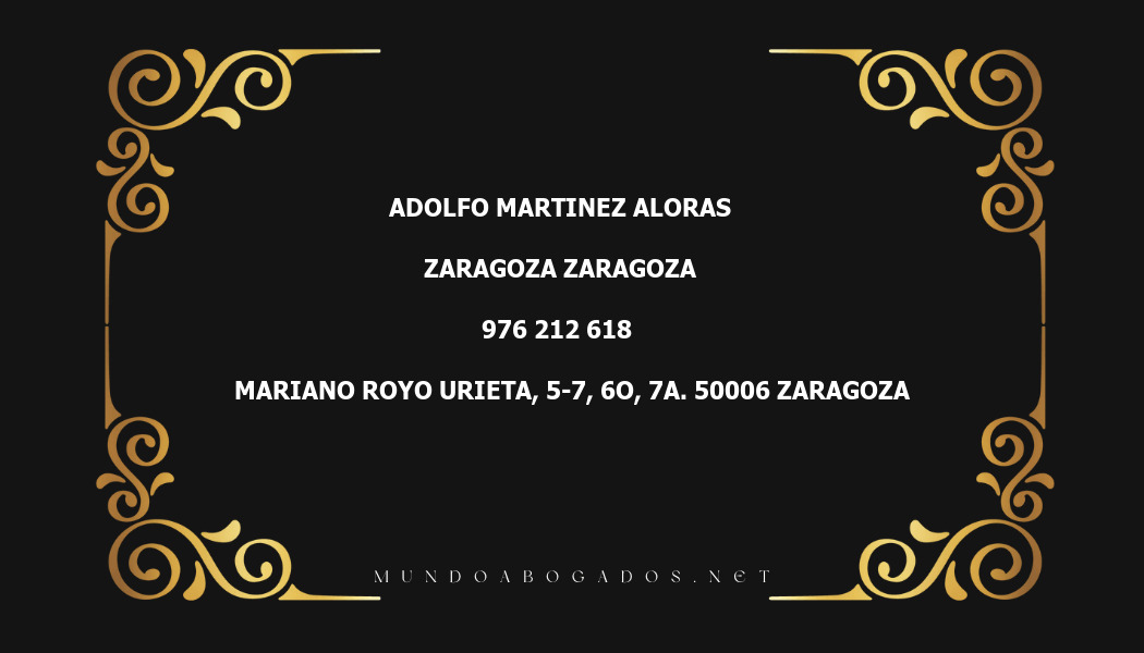 abogado Adolfo Martinez Aloras en la localidad de Zaragoza