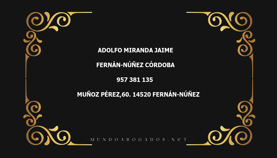 abogado Adolfo Miranda Jaime en la localidad de Fernán-Núñez