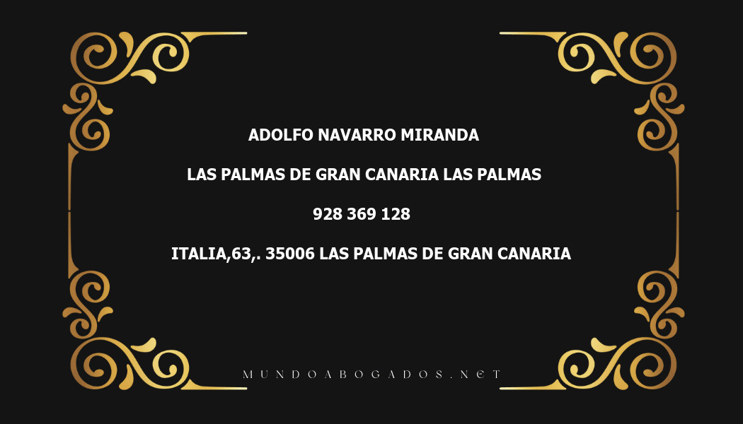 abogado Adolfo Navarro Miranda en la localidad de Las Palmas de Gran Canaria