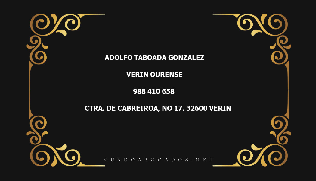 abogado Adolfo Taboada Gonzalez en la localidad de Verin