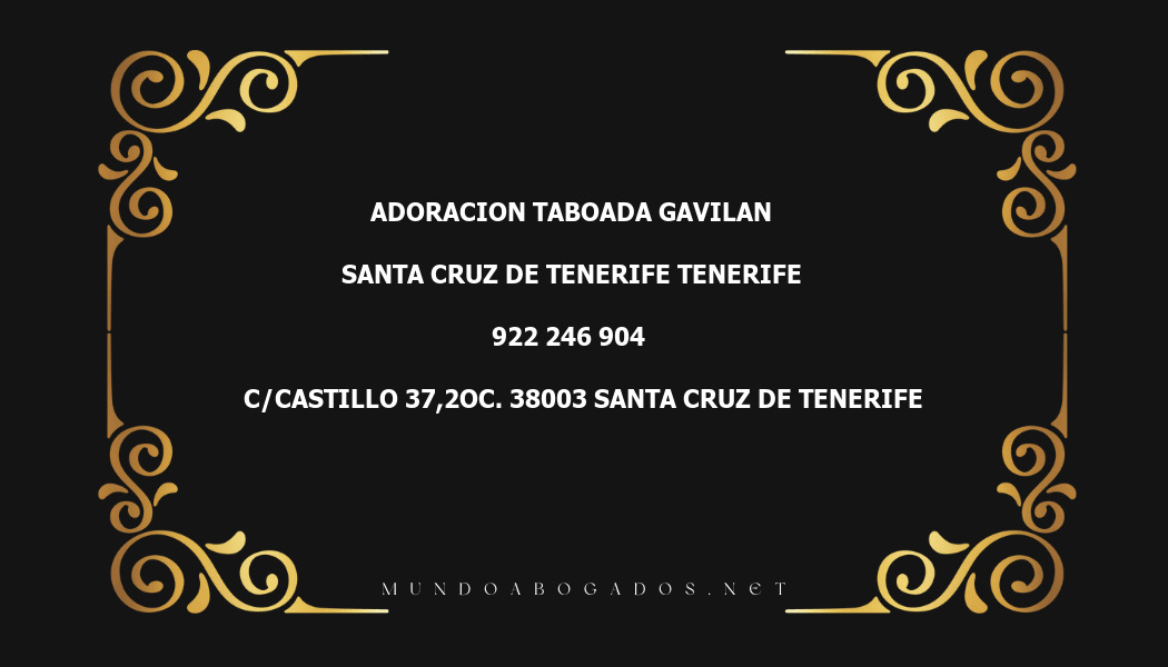 abogado Adoracion Taboada Gavilan en la localidad de Santa Cruz de Tenerife