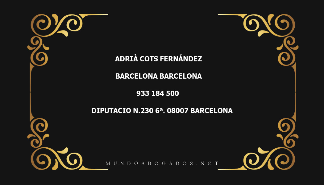 abogado Adrià Cots Fernández en la localidad de Barcelona