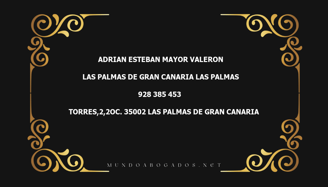 abogado Adrian Esteban Mayor Valeron en la localidad de Las Palmas de Gran Canaria