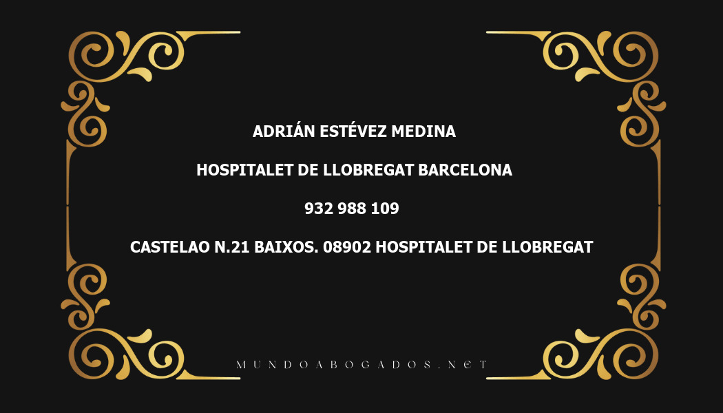 abogado Adrián Estévez Medina en la localidad de Hospitalet de Llobregat