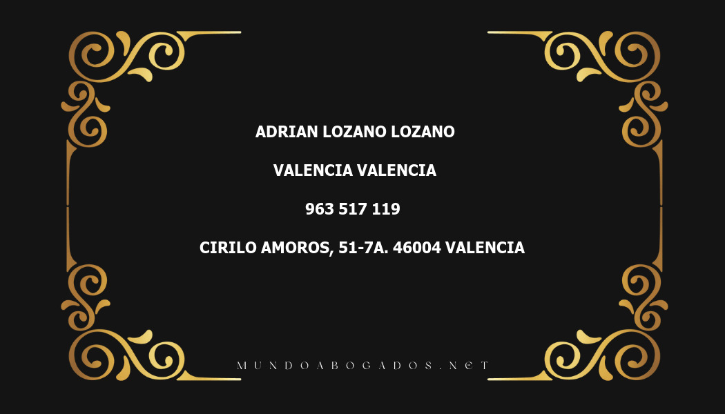 abogado Adrian Lozano Lozano en la localidad de Valencia